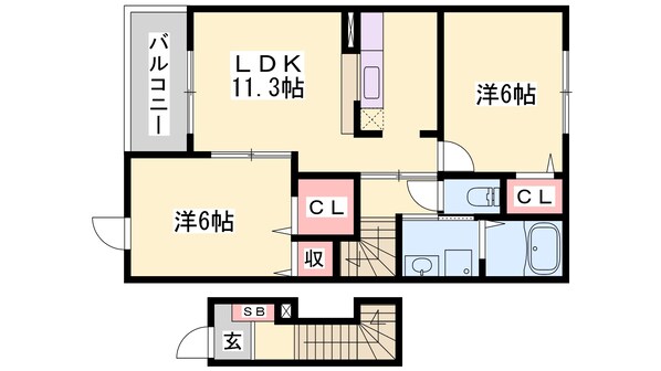 余部駅 徒歩18分 2階の物件間取画像